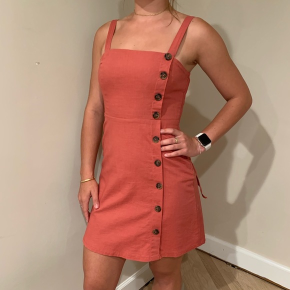 Lulus burnt orange button dress - Picture 1 of 2
